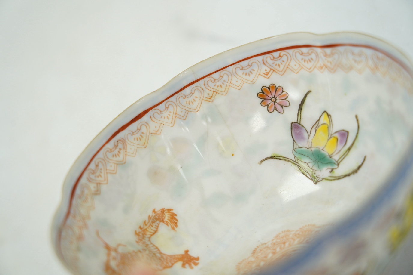 An early 20th century Chinese eggshell porcelain bowl and an enamelled bronze vase, tallest 9cm. Condition - poor